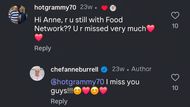 Burrell's response to an Instagram user's comment